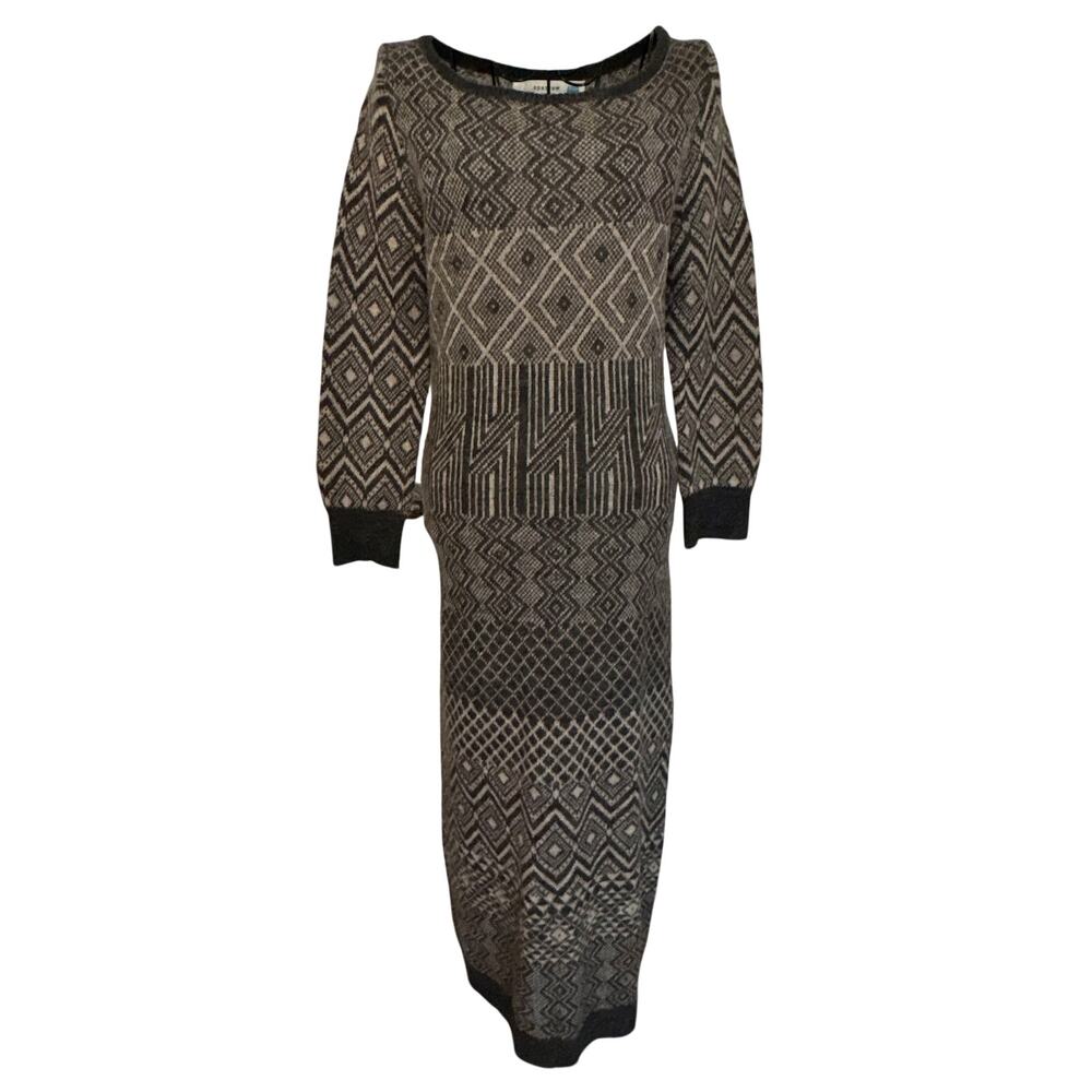 Anthropologie Sparrow Alpaca Wool Knit Maxi Sweater Dress Geo Aztec Nordic
